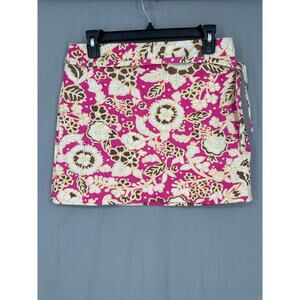 J Crew Skirt Women 4 Pink Mini Floral Brown Boho Cottagecore Cotton Yellow Retro